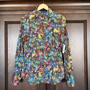 Georg Roth Los Angeles Button Up Shirt Womens S Abstract Floral Wearable Art NWT
